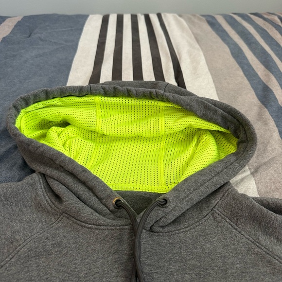 Russell Gray Hoodie with Neon Green Lining - Picture 3 of 14